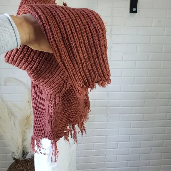 🚨Coco + Jaimeson Destructed Open Weave V-neck Cropped Sweater size Extra Large - Picture 7 of 8